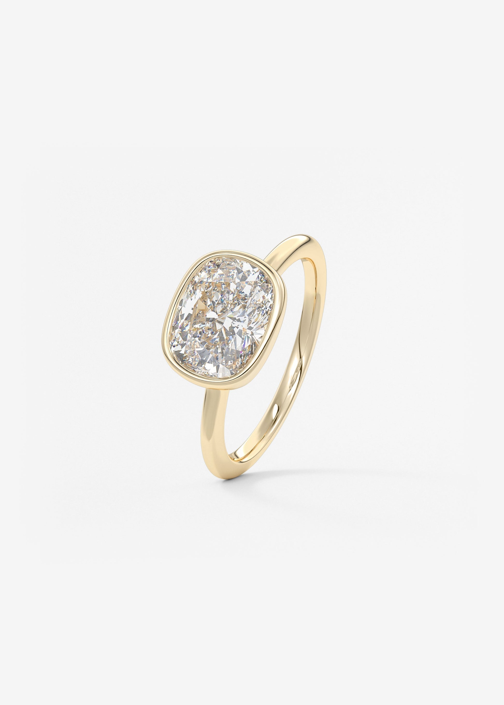Elongated Cushion East West Bezel Lab Grown Diamond Engagement Ring