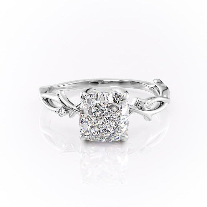 2.54 CT Cushion Cut Twig Style Pave Moissanite Engagement Ring 10