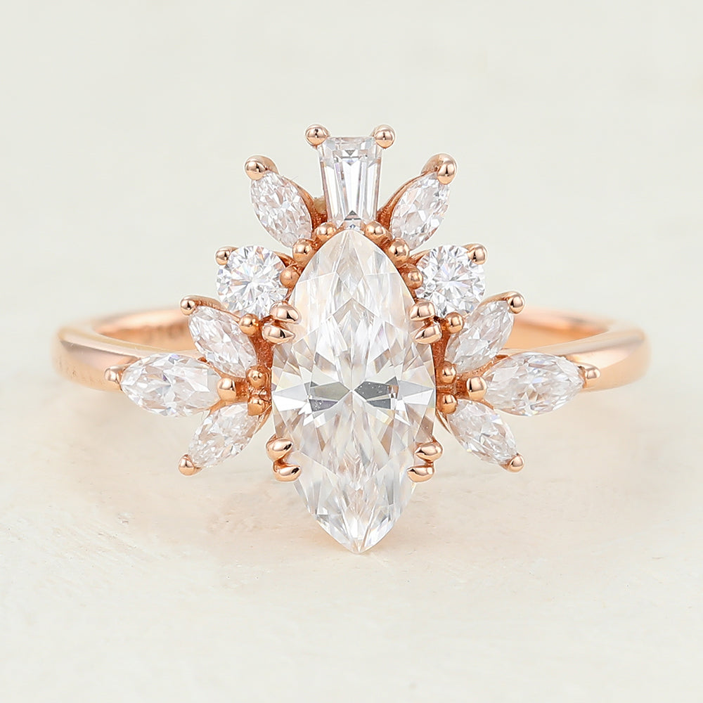 Marquise Cluster Lab-Grown Diamond Engagement Ring