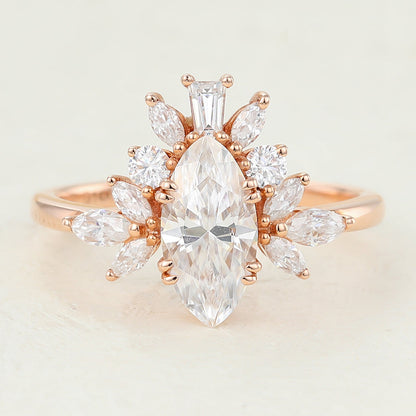 Marquise Cluster Lab-Grown Diamond Engagement Ring