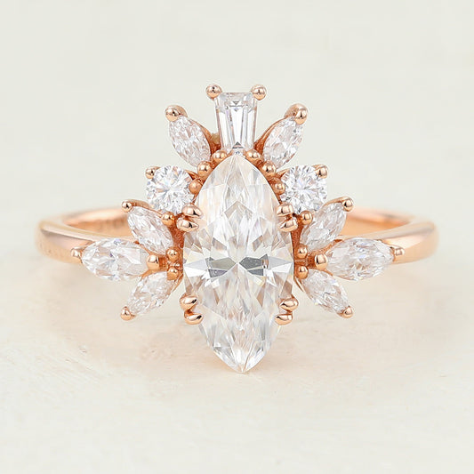 Marquise Cluster Lab-Grown Diamond Engagement Ring