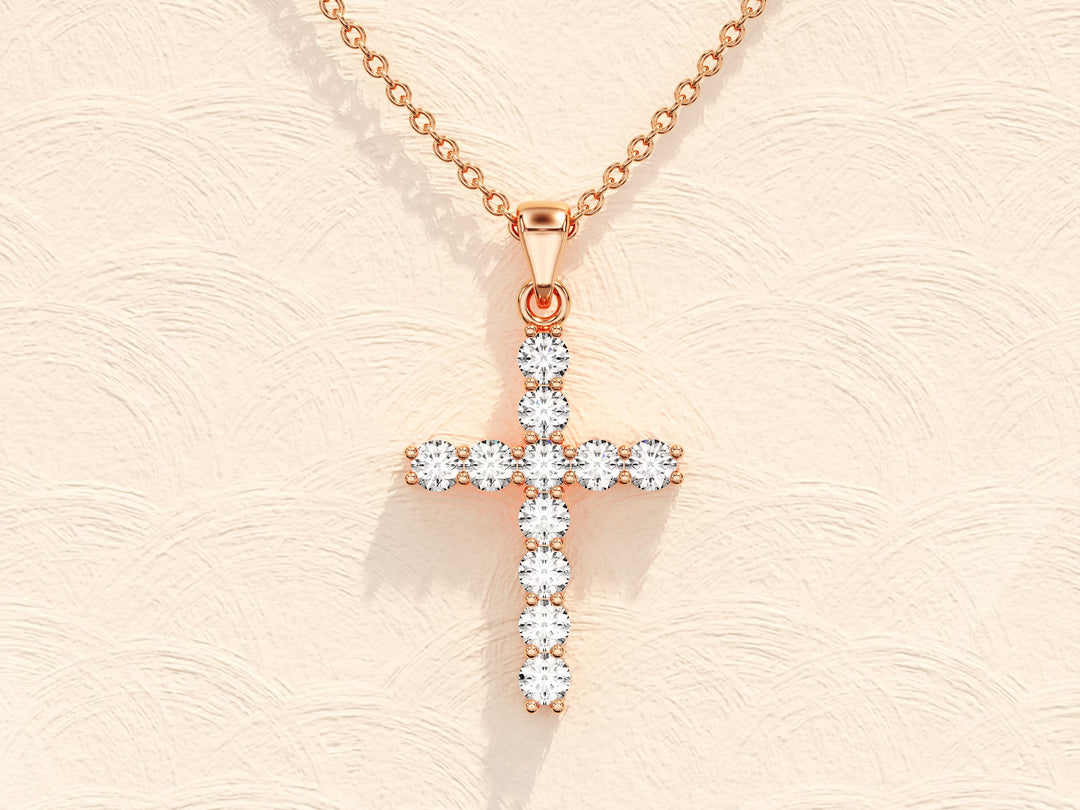 0.7 TCW Round Shape Moissanite Cross Necklace