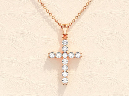 0.7 TCW Round Shape Moissanite Cross Necklace