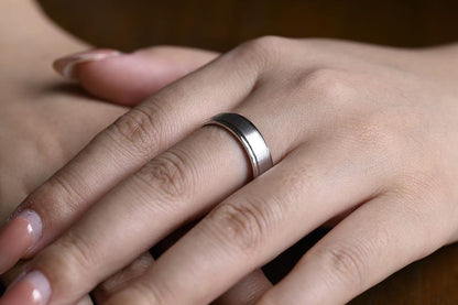 Delicate Men's Wedding Band Brushed in Solid Gold 4