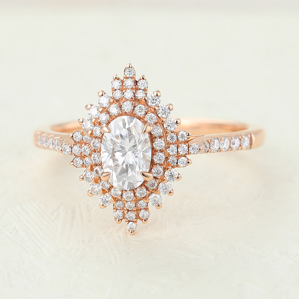 Oval Cluster Lab-Grown Diamond Engagement Ring