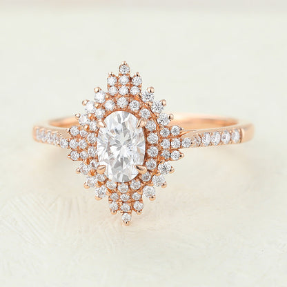 Oval Cluster Lab-Grown Diamond Engagement Ring