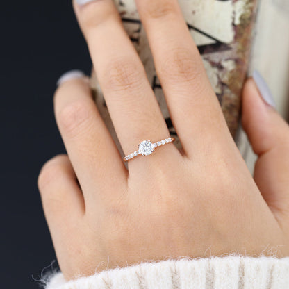 Round Pave Lab-Grown Diamond Engagement Ring