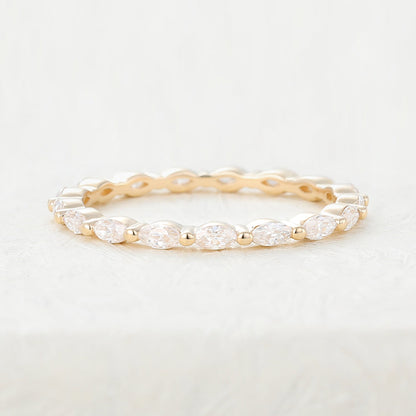 1.44 CT Marquise Shaped Moissanite Full Eternity Wedding Band 1