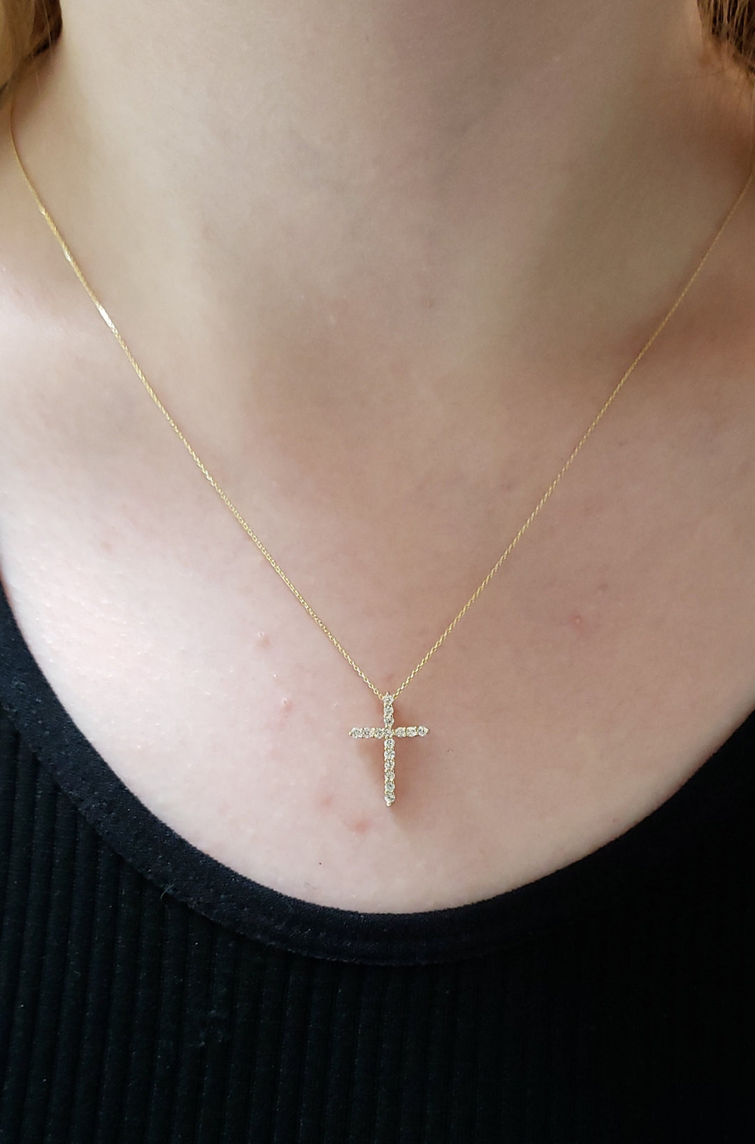 2.0 TCW Round Shape Moissanite Cross Necklace