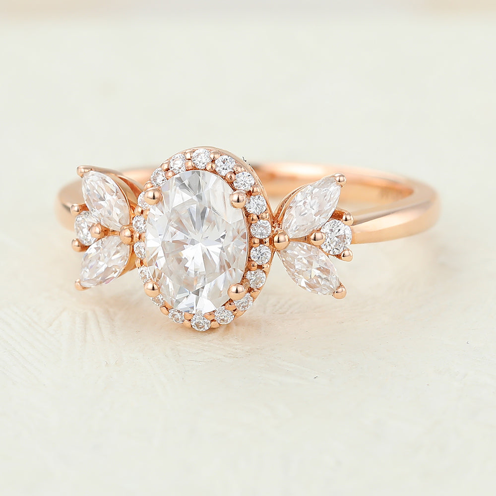 Oval Cluster Lab-Grown Diamond Engagement Ring