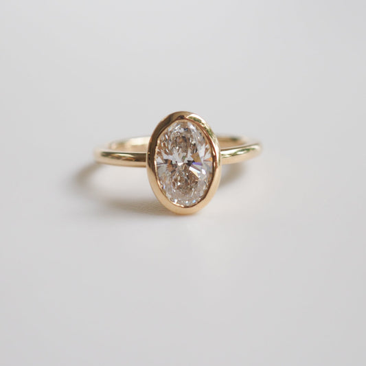 Stunning 1.5 CT Oval Moissanite Engagement Ring with Bezel Design 1