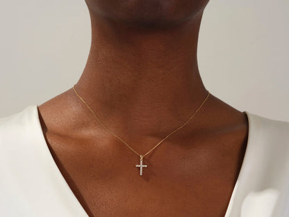 0.7 TCW Round Shape Moissanite Cross Necklace