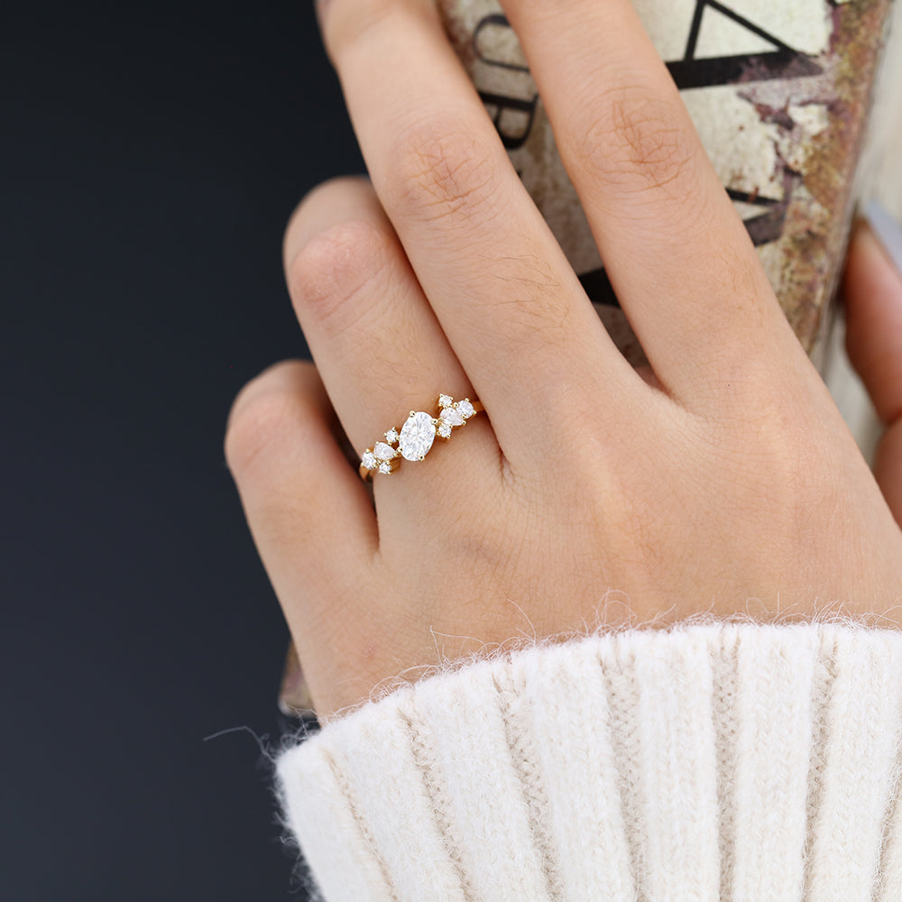 Oval Cluster Lab-Grown Diamond Engagement Ring