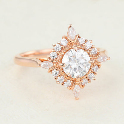 Round Cluster Lab-Grown Diamond Engagement Ring