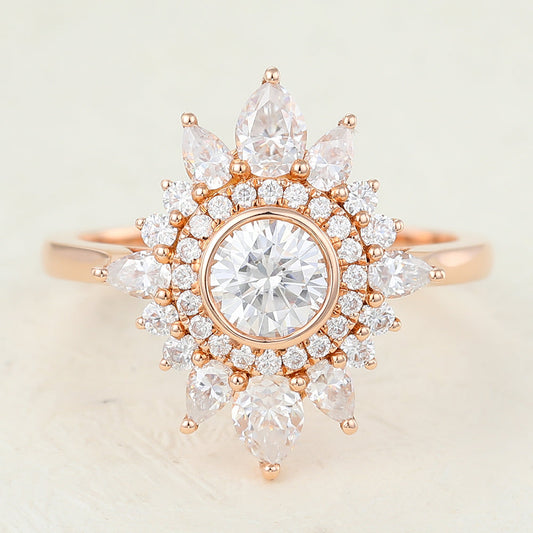 Round Cluster Lab-Grown Diamond Engagement Ring