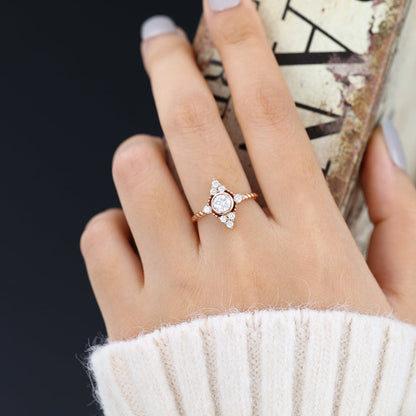 Round Cluster Lab-Grown Diamond Engagement Ring
