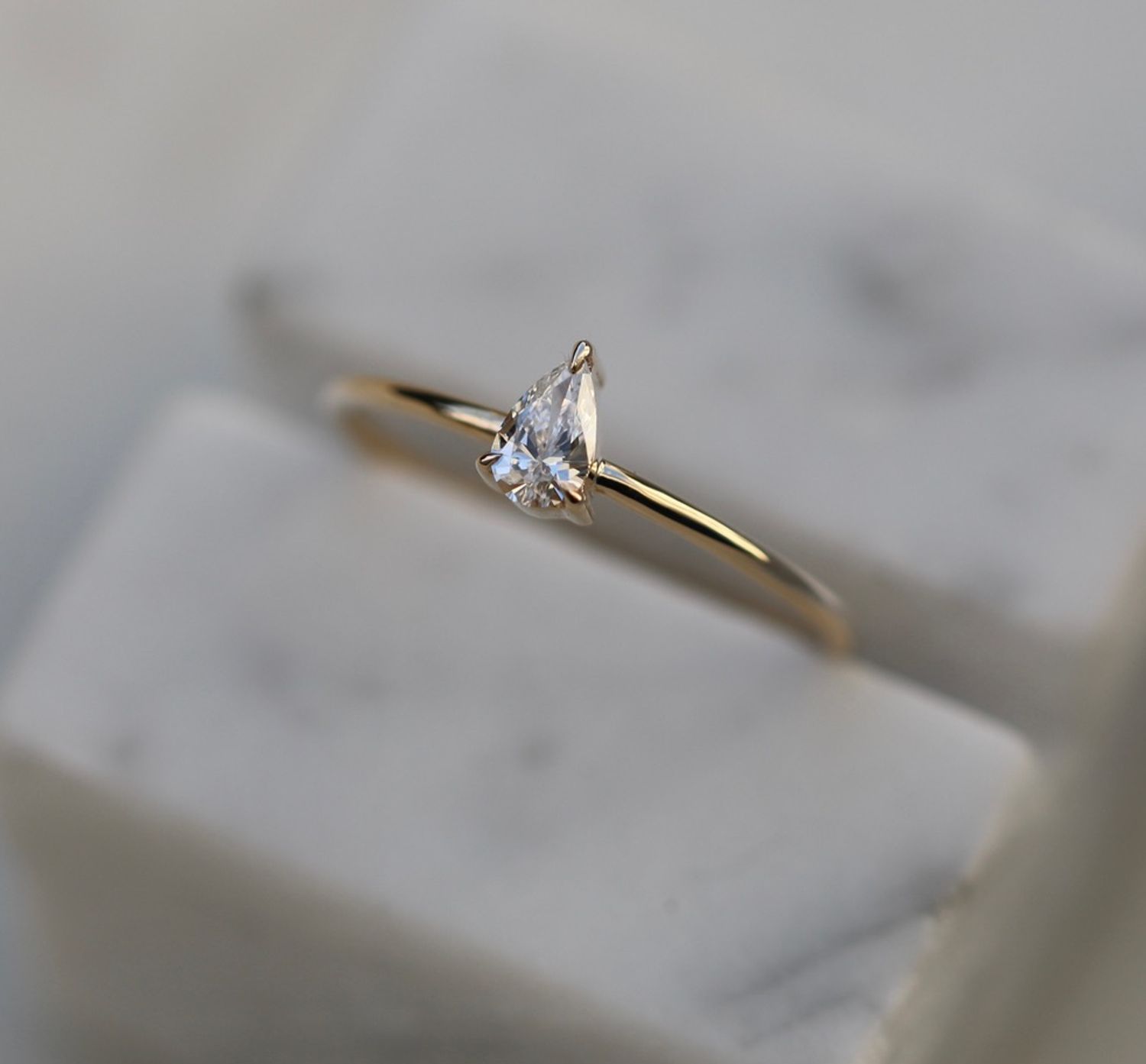 Pear Solitaire Lab Grown Diamond Engagement Ring
