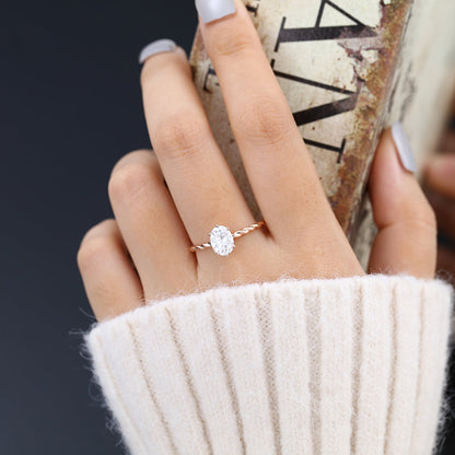 Oval Solitaire Twisted Shank Lab-Grown Diamond Engagement Ring