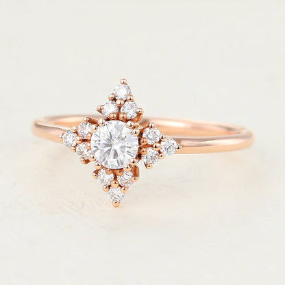 Round Cluster Lab-Grown Diamond Engagement Ring
