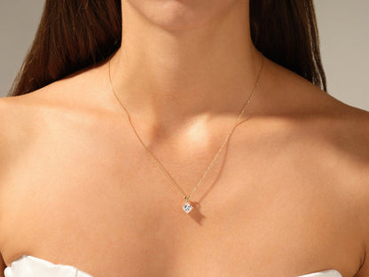 1.0 TCW Princess Shape Moissanite Solitaire Necklace