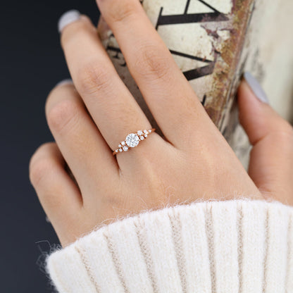 Round Cluster Lab-Grown Diamond Engagement Ring