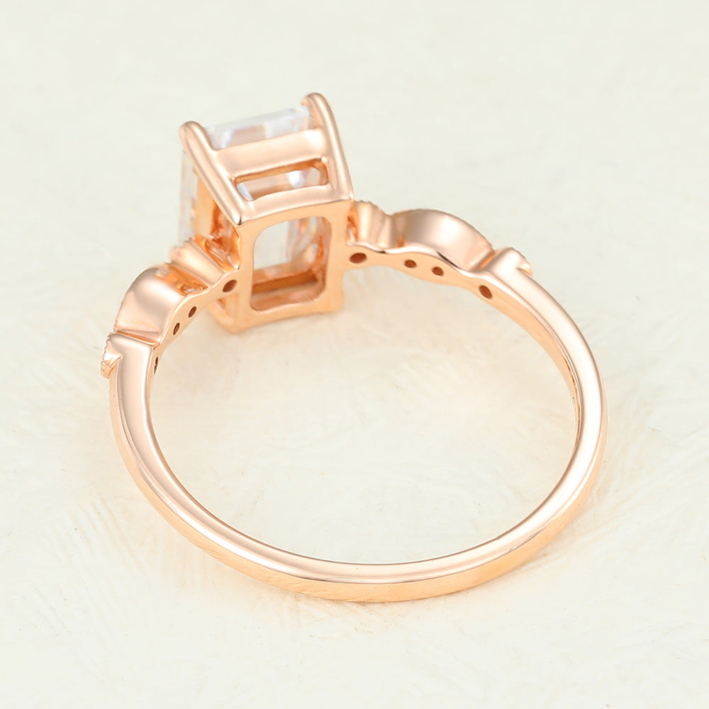 Emerald Vintage Pave Lab-Grown Diamond Engagement Ring