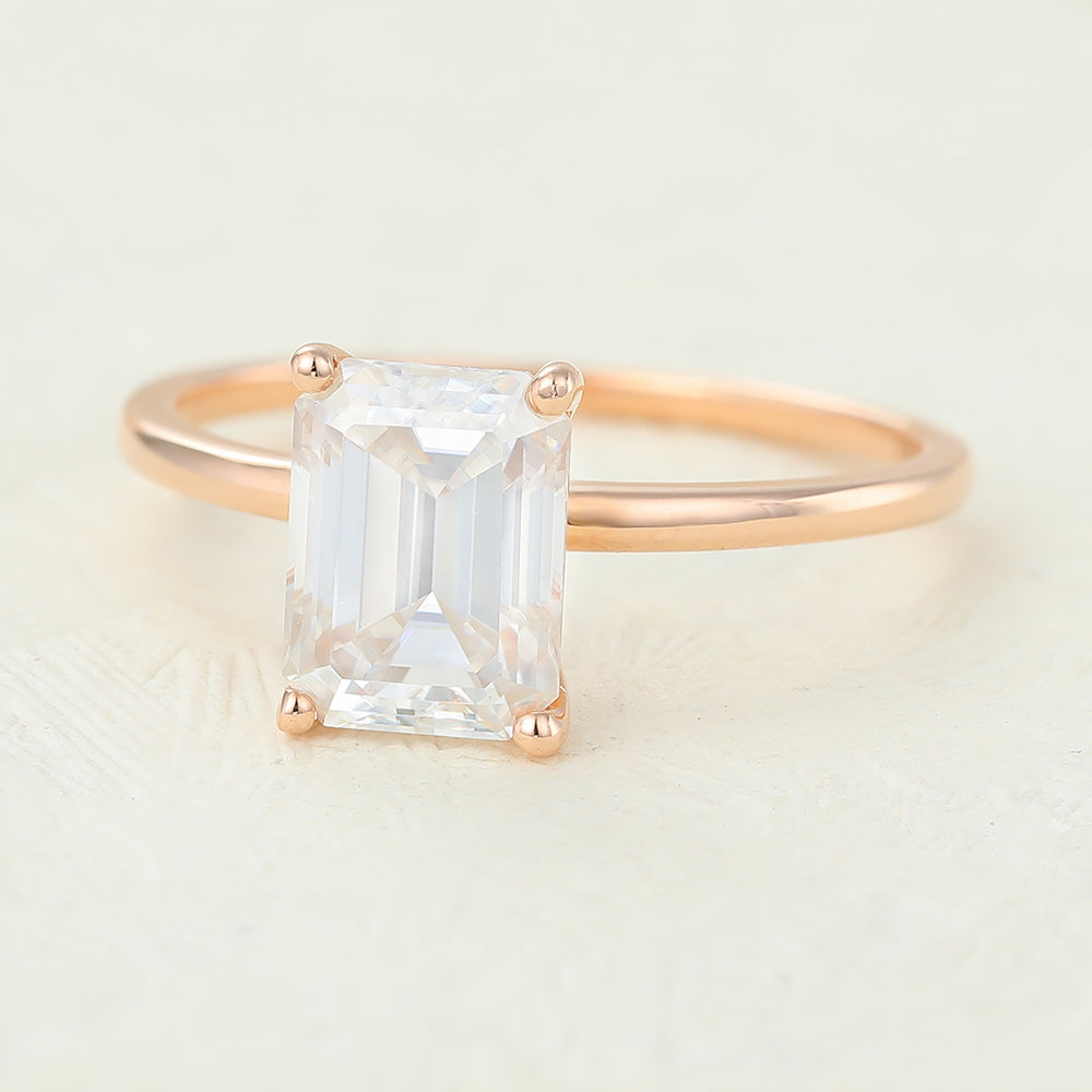 Emerald Solitaire Lab-Grown Diamond Engagement Ring