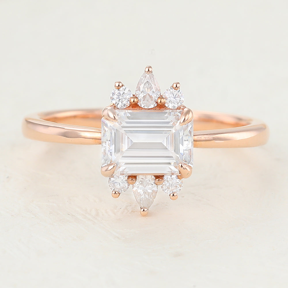 Emerald Cluster Lab-Grown Diamond Engagement Ring
