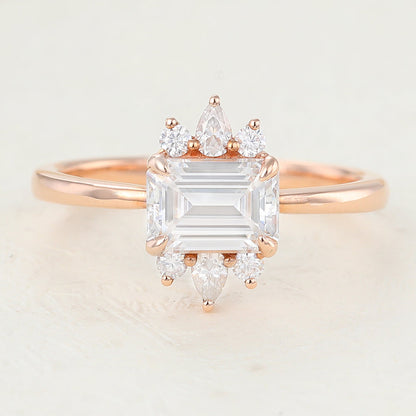 Emerald Cluster Lab-Grown Diamond Engagement Ring