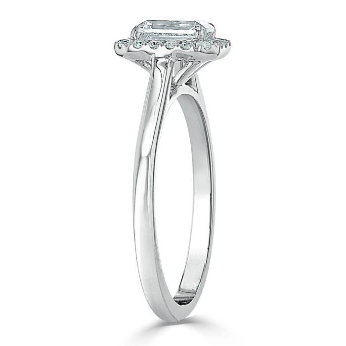 0.75 CT Emerald Cut Halo Moissanite Engagement Ring 3