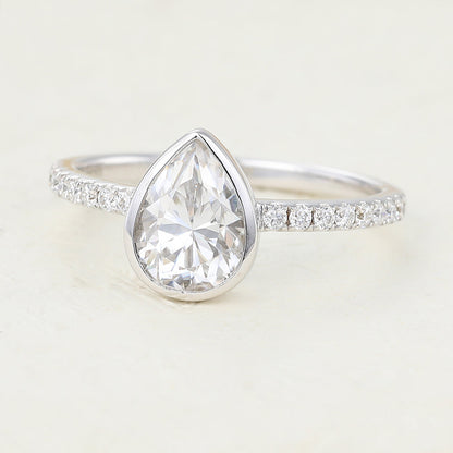 Pear Bezel & Pave Lab-Grown Diamond Engagement Ring