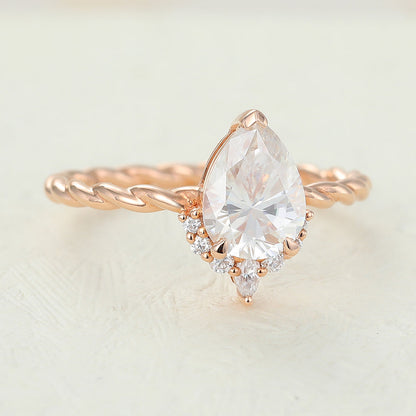 Pear Cluster & Twisted Shank Lab-Grown Diamond Engagement Ring