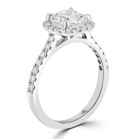 1.50 CT Cushion Cut Halo Pave Setting Moissanite Engagement Ring 5