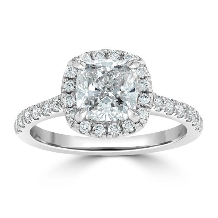 1.50 CT Cushion Cut Halo Pave Setting Moissanite Engagement Ring 2