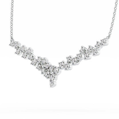 0.25 CT Round Shape Moissanite Curved Cluster Necklace