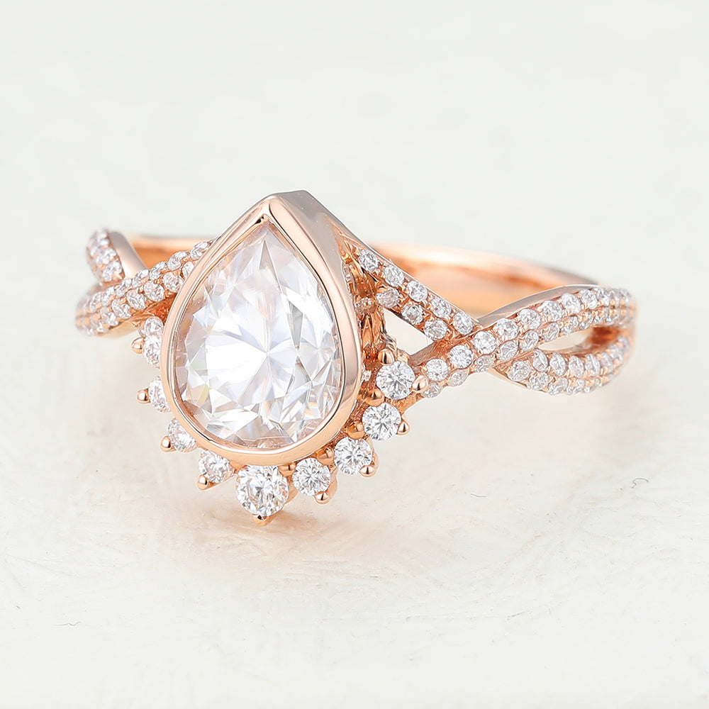 Pear Cluster & Bezel Lab-Grown Diamond Engagement Ring