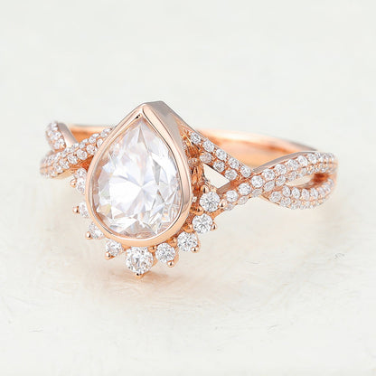 Pear Cluster & Bezel Lab-Grown Diamond Engagement Ring