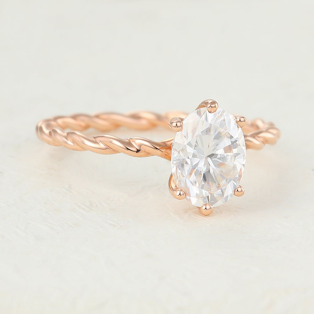 Oval Solitaire Twisted Shank Lab-Grown Diamond Engagement Ring