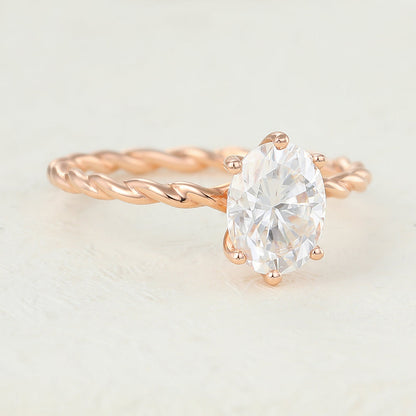 Oval Solitaire Twisted Shank Lab-Grown Diamond Engagement Ring