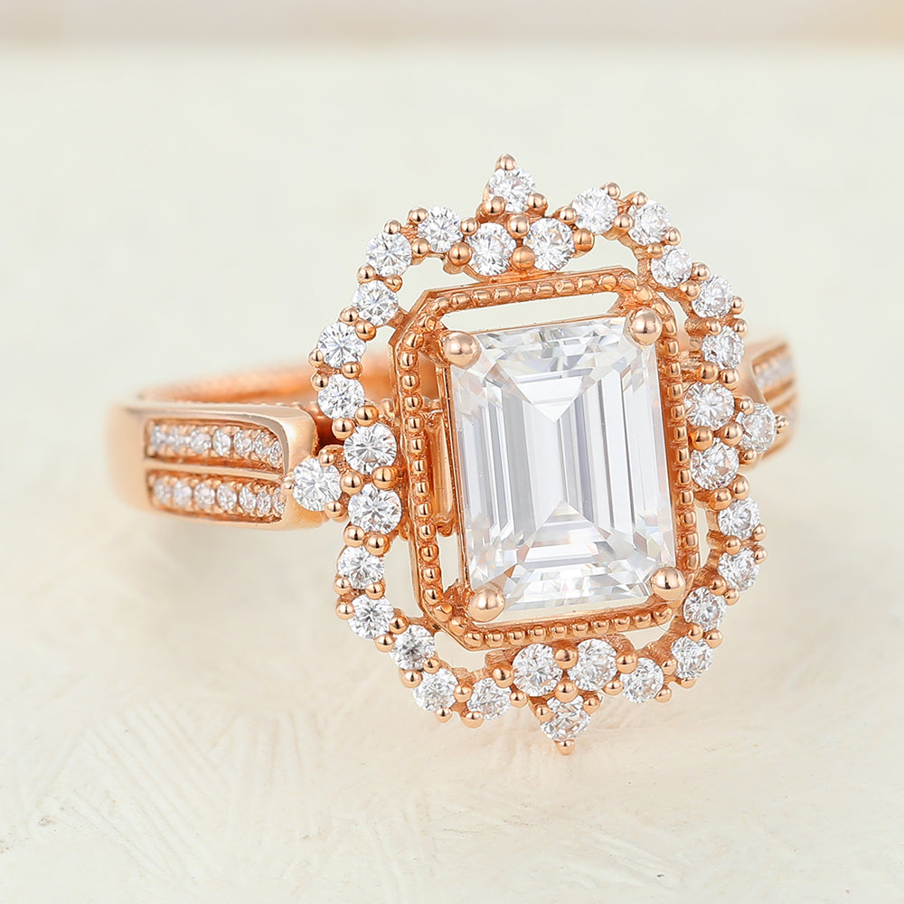 Emerald Cluster Lab-Grown Diamond Engagement Ring