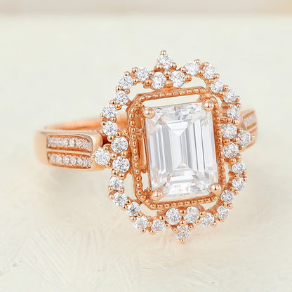Emerald Cluster Lab-Grown Diamond Engagement Ring