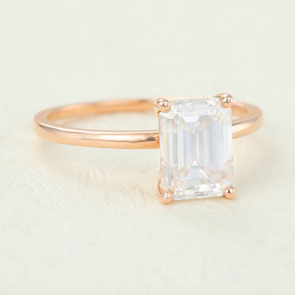 Emerald Solitaire Lab-Grown Diamond Engagement Ring