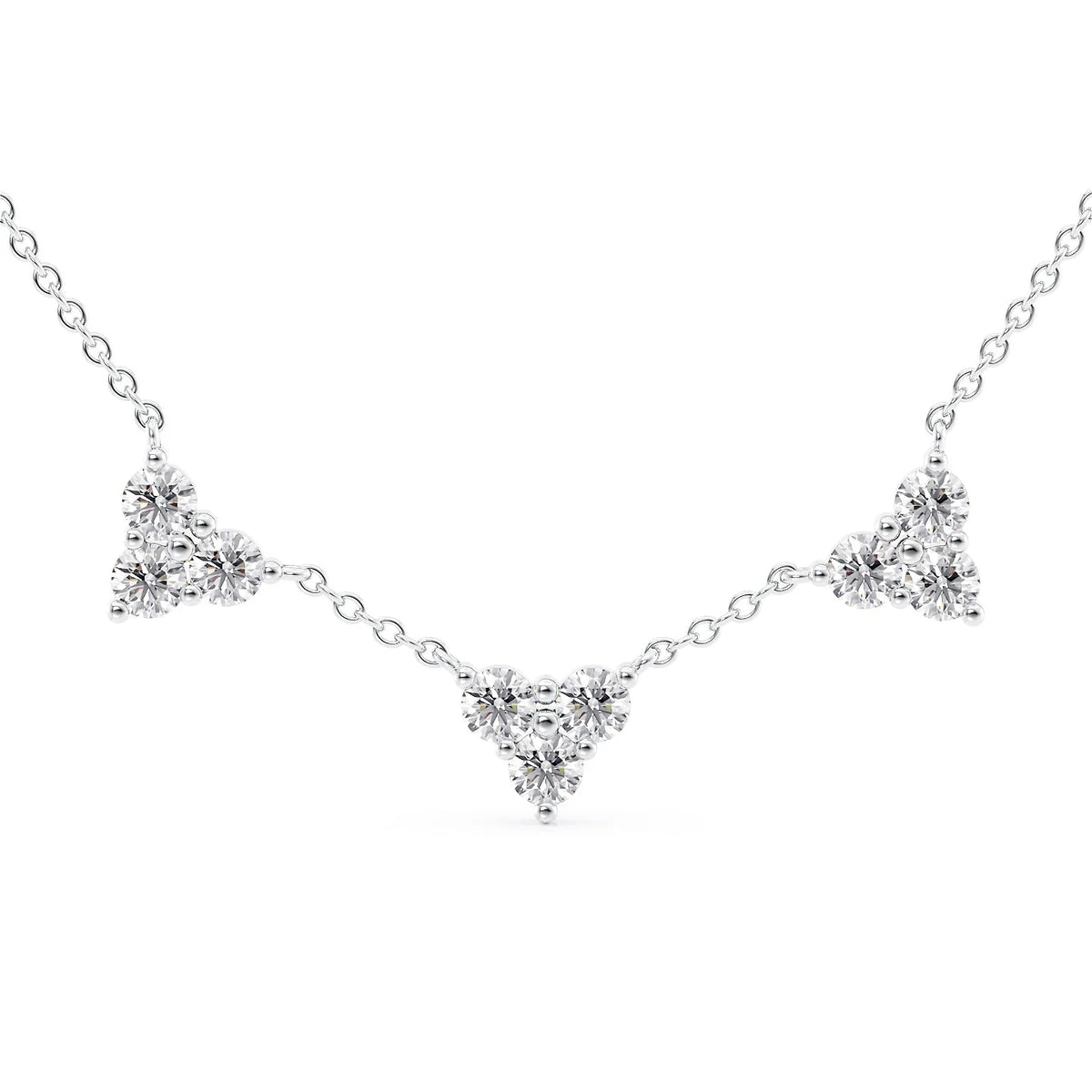 0.2 CT Round Shape Moissanite Three Diamonds Necklace