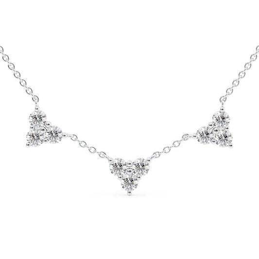 0.2 CT Round Shape Moissanite Three Diamonds Necklace