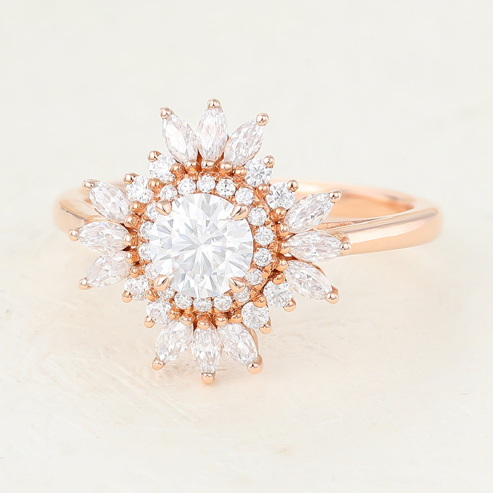 Round Cluster Lab-Grown Diamond Engagement Ring