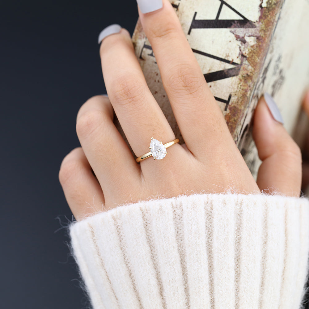 Pear Solitaire Lab-Grown Diamond Engagement Ring