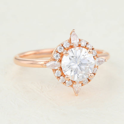 Round Cluster Lab-Grown Diamond Engagement Ring