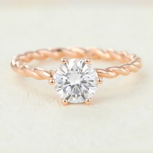Round Twisted Shank Lab-Grown Diamond Engagement Ring