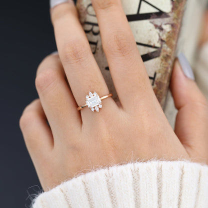 Emerald Cluster Lab-Grown Diamond Engagement Ring