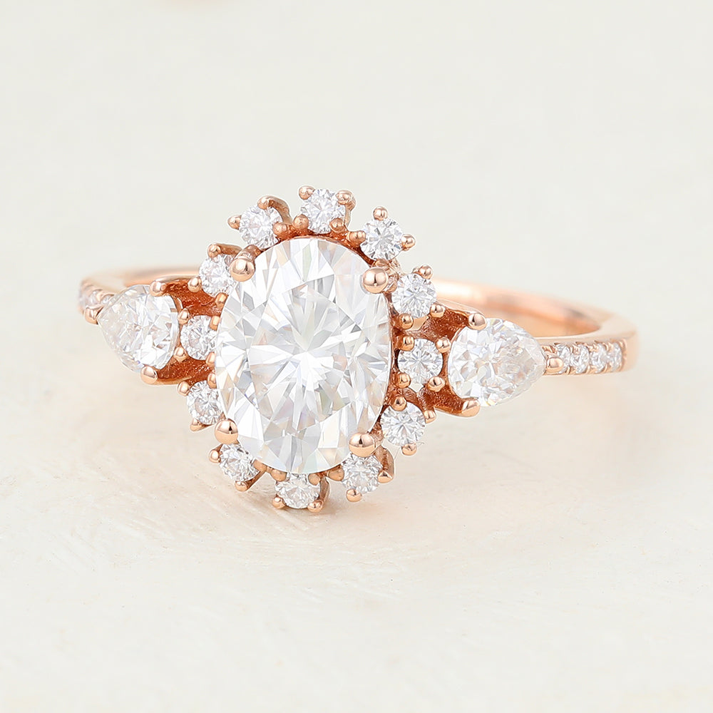 Oval Cluster Lab-Grown Diamond Engagement Ring